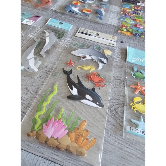 Sticker Lot Ocean Fish Sharks Dolphins Beach Scrapbooking 3D Stickers RARE #43 - Picture 9 of 10